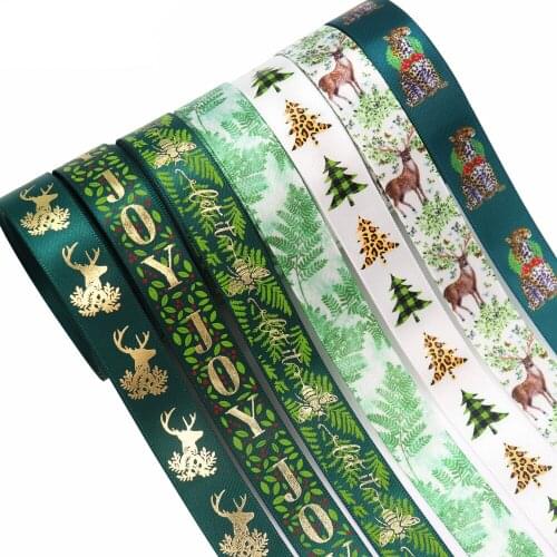 16mm Wide 10 yards Printed Ribbon Lace Christmas Decoration Gift Box Decor