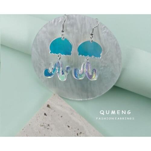 2021 New Original Design Simple 3D Octopus Acrylic Earrings Mirror Cute Cartoon New Stylish Shiny Jewelry Wholesale