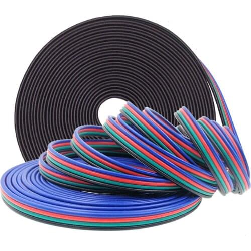 4PIN RGB Extension Cable 1m 2m 3m 5m 10m 20m 50m 100m DC 12V Copper Couduct Power Wire With Needle For 2835 5050 RGB LED Strip