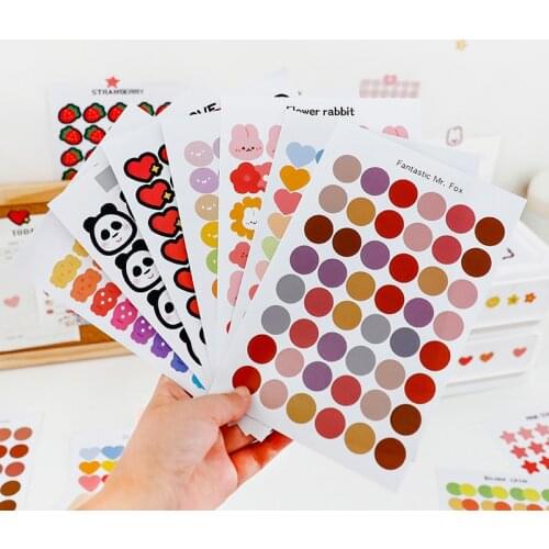 4Sheets Cute Rainbow Animal Round Dot Sticker Diy Decorative Diary Journal Scrapbooking Planner Label Stickers Kawaii Stationery