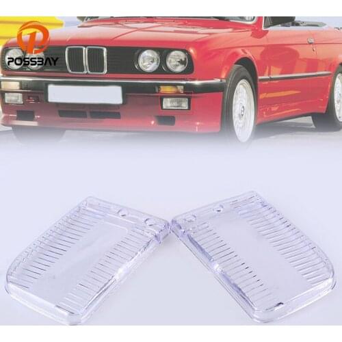 POSSBAY Car Clear Lens for BMW E30 1984-1991 Left Right Side Transparent Headlight Lenses Headlamp Cover Mask Car Styling