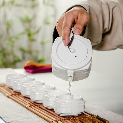 High quality White porcelain Tea set,6pcs teacup 1pcs teapot.Kung Fu tea wholesale highest sales of tea set.creative Coffee cup