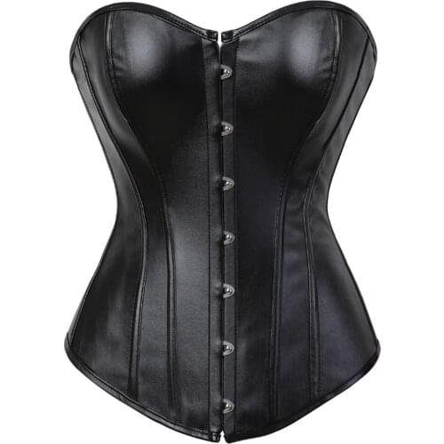 Black Corset Top Gothic Clothes Faux Leather Corset Plus Size Sexy Slimming Waist Cincher Red Black Leather Corset Underbust
