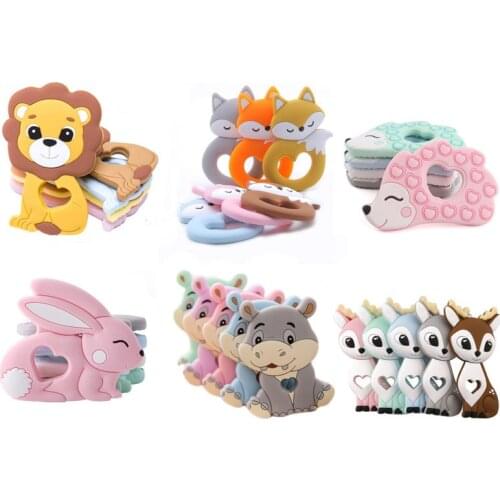 Baby Silicone Teether Rodent Cartoon Animals Teethers Silicone Beads Pandents Teething Toy For Teeth Tiny Rod Baby Teethers Gift