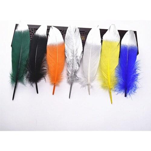 Hot 10pcs/lot Dipped Silver goose feathers for crafts 15-20cm DIY feathers jewelry making wedding Decoration Accessories plumes