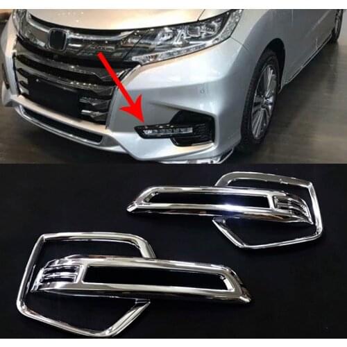 Chrome Bumper Front Fog Light Lamp Cover Trim Bezel For 2018 Honda Odyssey RC1 RC2 Japanese Edition