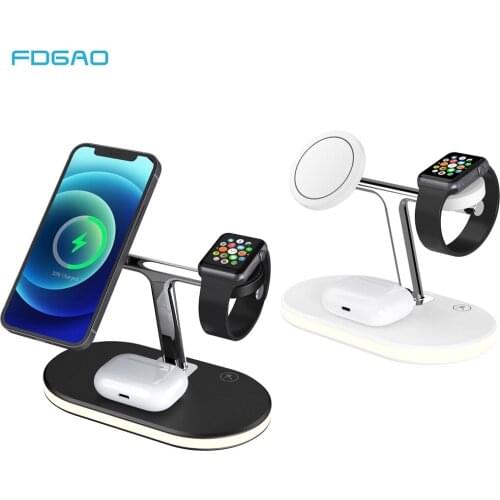 3 in 1 Magnetic Wireless Charger Stand For Magsafe iphone 12 Pro Max Apple Watch 6 5 4 3 Airpods Pro Fast Charging Dock Station