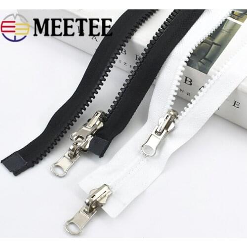Meetee 65-300cm 5# Resin Zippers Double-sided Sliders Open-end Zipper for Coat Down Jacket Outdoor Tent Zip DIY Sewing Accessory