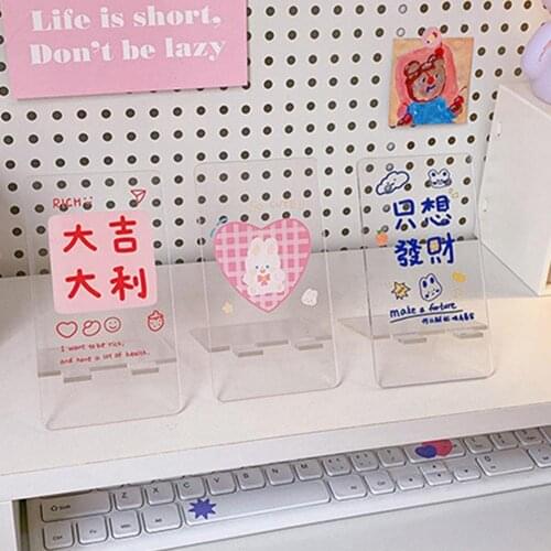 Cute Transparent Acrylic Mobile Phone Stand Student Lazy Desktop Stand Creative Portable Tablet Holder Photo Support Frame