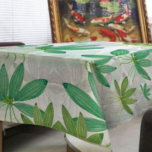 Minimalist Ink Painting Tablecloth Plant Leaf Pattern Printed Linen Table Cloth Kitchen Dining Nordic Decor Tablecloth Textile