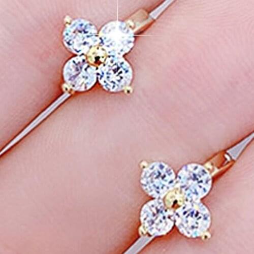Minimalist Temperament Zircon Earrings Daily Four Leaf Clover Earrings For Women Fine Engagement Earring Buckle Elegant Pendant