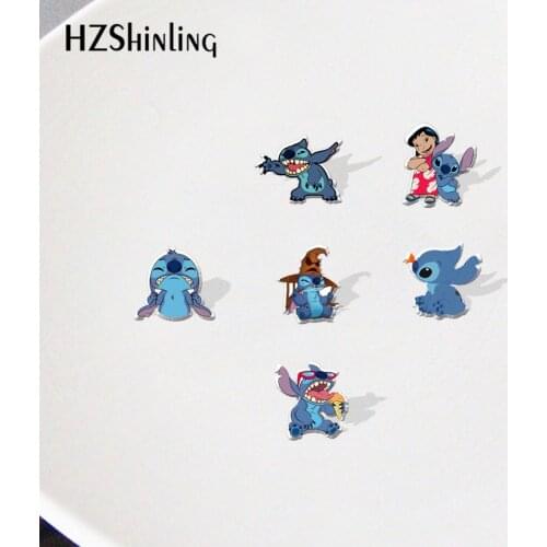 Lilo Stitch Cartoon Acrylic pins Badges Resin Epoxy Pins Deco for Jewelry Accessories