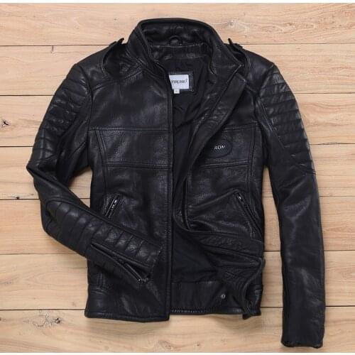 Real Natural Leather Jacket Men Winter Spring Mens Leather Jackets Streetwear Moto Biker 200% Genuine Leather Coat