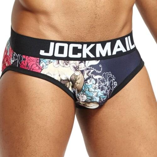 JOCKMAIL printing Briefs Men Underwear Briefs Penis Pouch Nylon ice silk Gay Underwear Sexy Mens Bikini Underwear