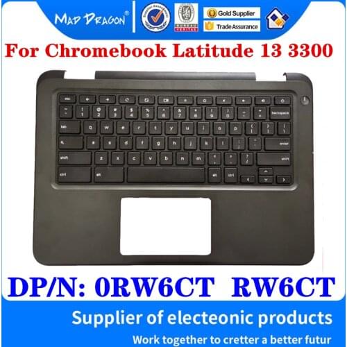 New Original 0RW6CT RW6CT For Dell Chromebook 3300 Latitude 13 3300 Laptop Replacement Palmrest Upper Cover Case Keyboard Shell