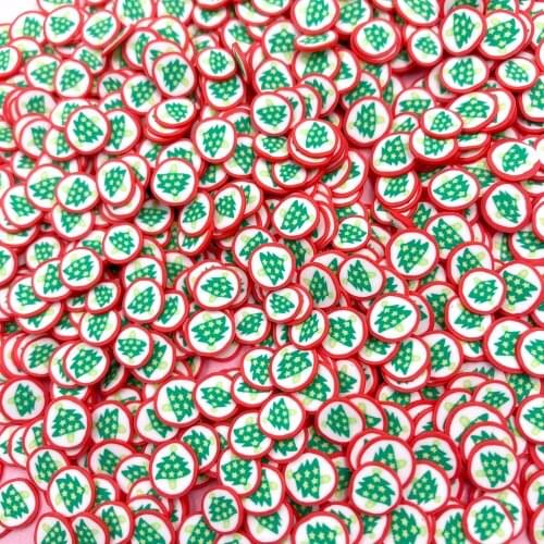 50g Polymer Soft Clay Christmas Tree Round Slices Sprinkles for Crafts DIY Making Slime Filling Nail Art Decoration Stickers