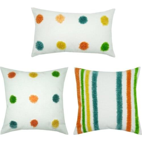 Colorful Dot Stripe Throw Pillow Covers Cases Square Decorative Cushion Covers Pillowcase Cushion Case for Sofa,Couch 18x18