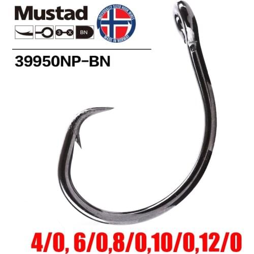Mustad Norway Origin Fishing Hook High Carbon Steel Big Size Circle Fish Hooks,4/0,6/0,8/0/10/0,12/0,39950NP-BN