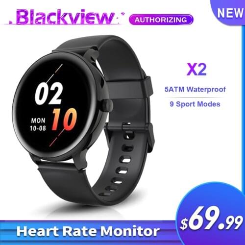 Blackview X2 Smart Watch Men/Women Sports Watch Clock Long-Lasting Battery Heart Rate Monitoring for IOS Android Phone