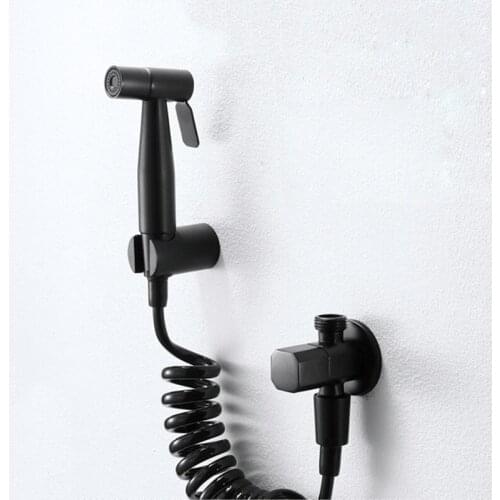 Bidet Faucets Mixer Black Brass Single Cold Toilet Corner Valve Handheld Sprayer Hygienic Shower Head Wash Car Pet Airbrush Taps
