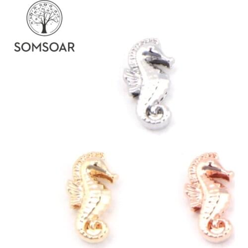 Somsoar Jewelry SEA HORSE Slide Charms fit on 10mm Mesh Bracelet and Leather Wrap Bracelet for xmas day 10pcs/lot