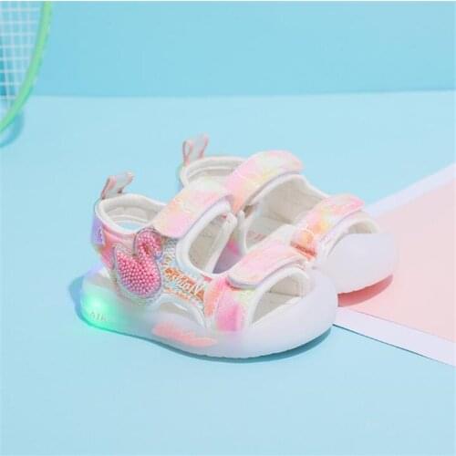 Disney A toddler shoes end of summer 2021 jelly babies kick prevention flash Velcro cute sandals of the girls