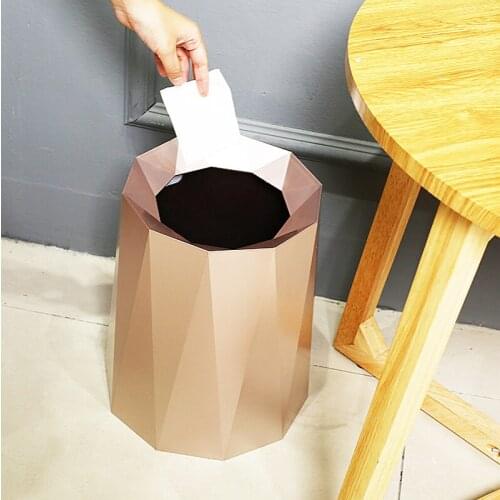 Unique Creative Simple Nordic Trash Can Living Room Bedroom Simple Bathroom Office Trash Can without Cover Home High-End Luxury