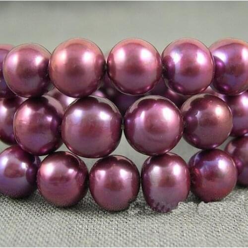 Unique Pearls jewellery Store Freshwater Pearl Purple Color Round Loose Beads 7-8mm One Full Strand YLS1-003