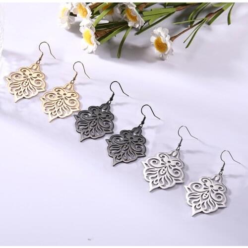 Sipuris Filigree Drop Earrings Vintage Hollow Stainless Steel Butterfly Dangle Earrings For Women Fashion Jewelry New Year Gift