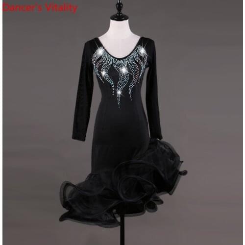 2021 Women Black latin dance dress Samba Dress Professional Latin Dance Cha Cha/Rumba/Samba/Tango/Ballroom Dance Clothing