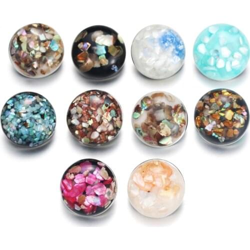 10pcs/lot New Shell Snap Button Jewelry Mixed Style Ginger Resin 18mm Snap Buttons fit Snap Bracelet Bangles Jewelry 050501