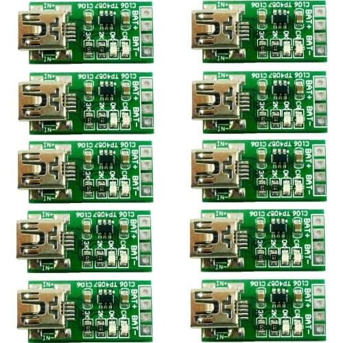 10pcs 5V MINI USB Interface Charger Board 3.7V 4.2V Li-ion Li-Po 18650 Lithium Battery Charging Module