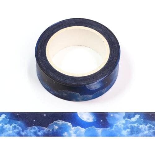 15mm*10m Blue night sky Masking Washi Tape Black Gold Foil Print Decorative Tapes For Arts Diary Stationery Supply