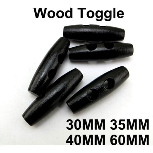 15pcs 30~60MM Wood Horn Black Toggle BUTTON decoration SEWING COAT SWEATER Clothes Boots Buttons WHB-106