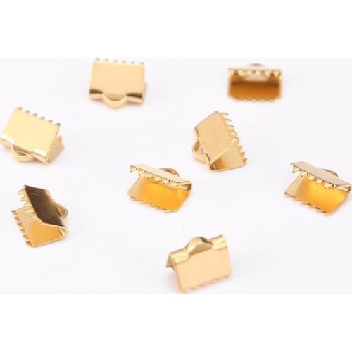 20pcs/lot stainless steel DIY 8.5mm Jewelry Findings Accessories Gold tone End Caps Crimp Beads Clasp fit jewelry making