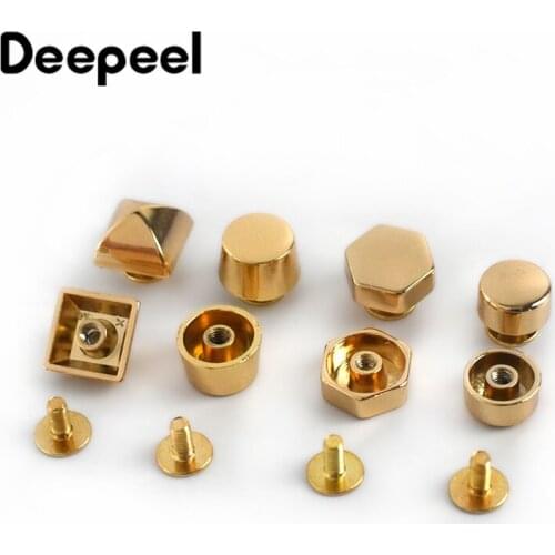 20pcs Gold Combined Button Round Head Rivet Screw Bags Hardware Plating Nail-free Studs Metal Buckles Snap Hook Leather Craft