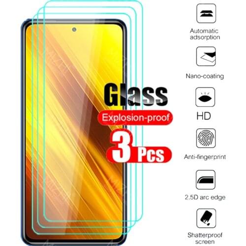 3pcs tempered glass For poco x3 protective Glass on for xiaomi pocophone x3 x 3 3x xiomi xaomi pocox3 9H safty glass Film
