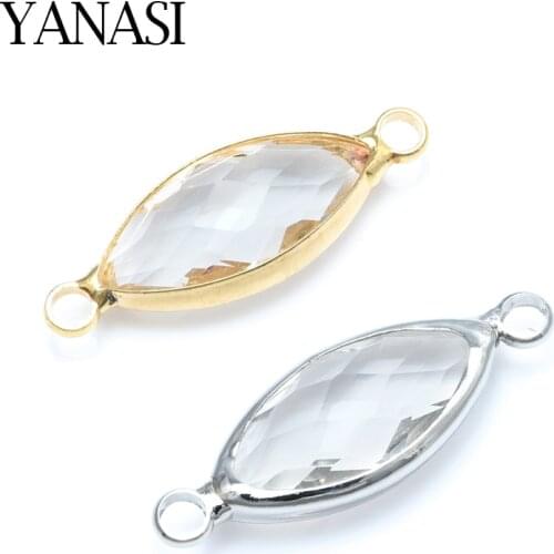 5 Pieces 21*7 mm Marquise Shape Clear Crystal Connector Charms Accessories for Jewelry Earrings Bracelet Necklace Making