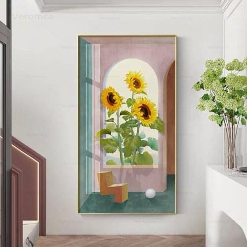 Abstract Fresh Sunflower Lily Wall Art Poster and Prints Flower Canvas Painting for Living Room Loft Aisle Decor Modular Picture