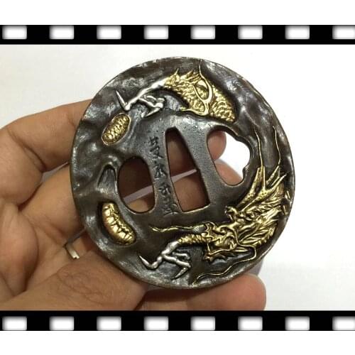 Japan Samurai Sword Accessories Copper Tsuba @31 Dragon/ Tiger Design