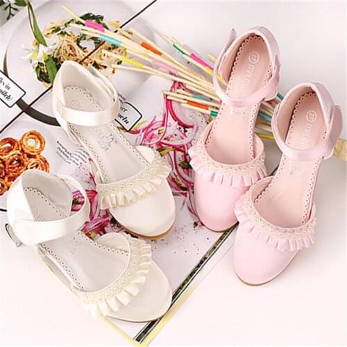 Hildren Dress Shoes Satin Girls princess Wedding Shoes Toddler high-heeled shoes baby Infant Kids Footwear 503-2