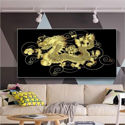 Frameless Golden Dragon HD Print Canvas Painting Wall Art Picture for Living Room Home Decor
