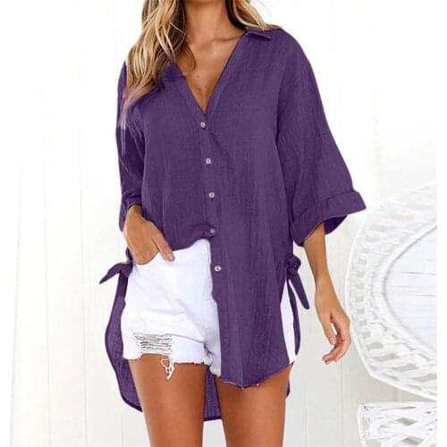 Blouses For Women 2021 Top Female Shirt Loose Button Long Shirt Cardigan Cotton Ladies Casual Tops Blouse Blusas Mujer De Moda