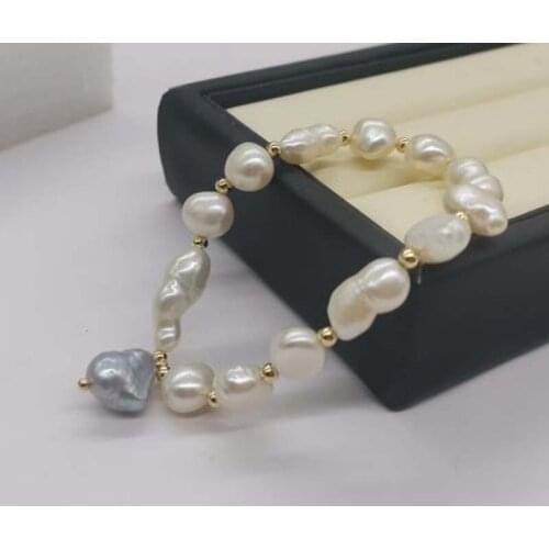 Baroque 7-10mm mixed style freshwater pearl bracelets stretch Bangle