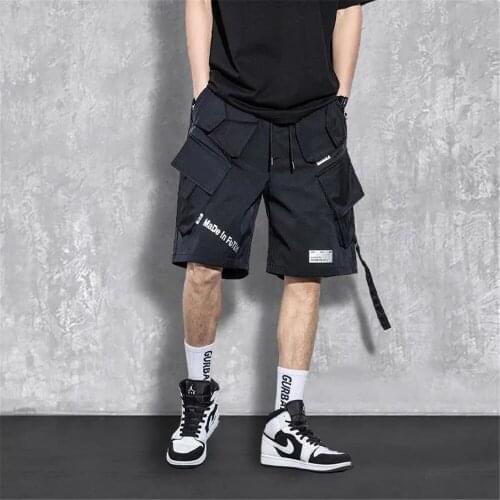 2021 Black Hip Hop Gargo Shorts Men Summer Hip Hop Short Pants Cool Funny Slim Fit Shorts Trousers Fashion Mens Cargo Shorts