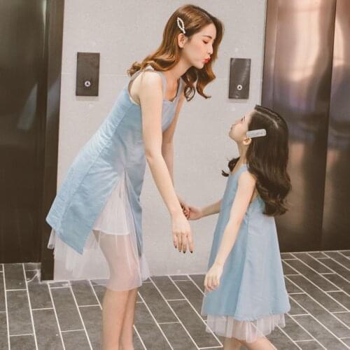 Kids Summer Dress 2020 Girls Dresses Children Jeans Baby Girl Princess Dress Mother Daughter Clothes Family Matching Outfits