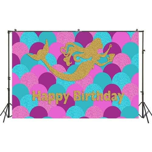 HUAYI Photography Backdrops Birthday Photo Backdrop Mermaid Undersea Baby Shower Party Decor Banner Photography Background W-893