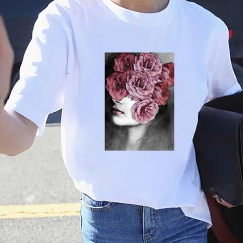 BLINGPWA T Shirt Women 100% Cotton Aesthetic T-shirt Sexy Flower Printing Tops & Tees Fashion Casual Womens Large Size Tshirt