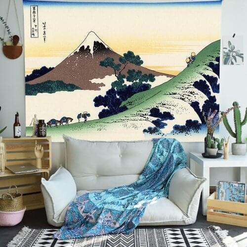 Simsant Mountain Tapestry Green Magic Forest Tree Japanese Style Art Wall Hanging Tapestries for Living Room Home Decor