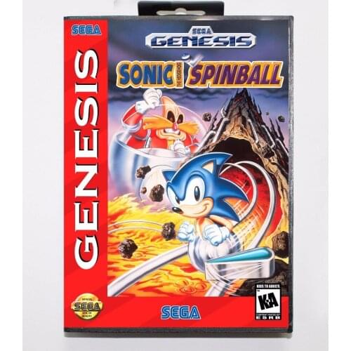 Sonic Spinball 16 bit MD Game Card With Retail Box For Sega Megadrive/Genesis